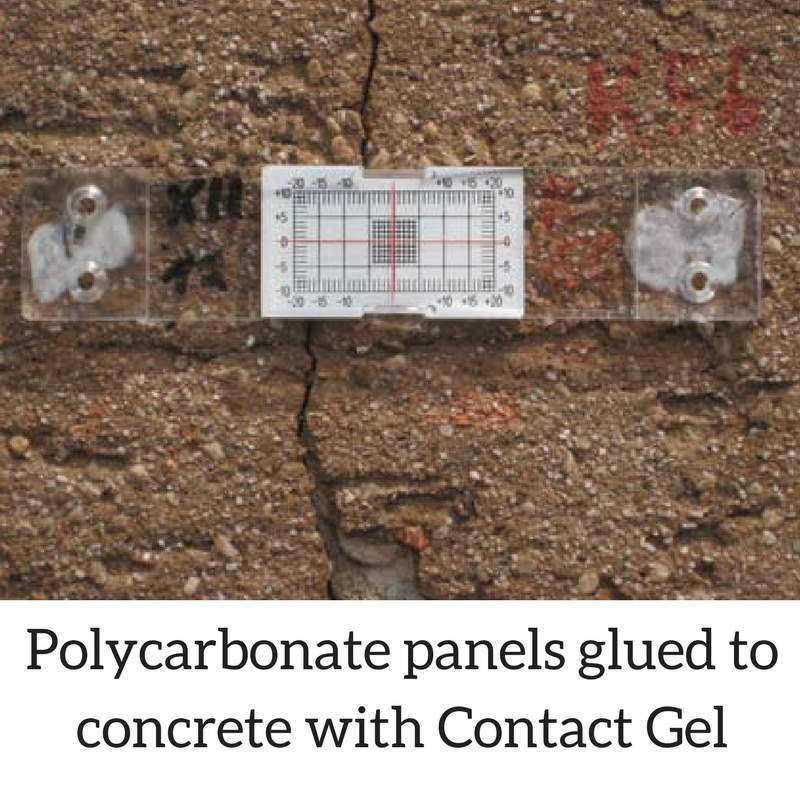 Polycarbonate panels glued to concrete with Contact Gel